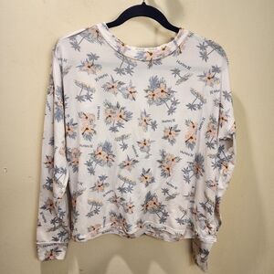 HURLEY Women's Floral Loose Fitted long Sleeves crop top size S